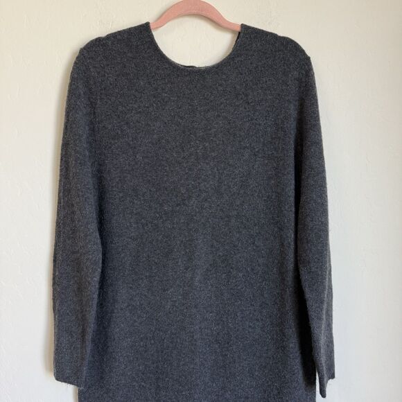 Zara Charcoal Gray Fleece Maxi Sweater Dress Size L Lagenlook Old Money Preppy - Picture 4 of 11